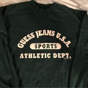 Vintage 1993 Guess Sports Athletic Dept. Dark Green Long Sleeve Shirt